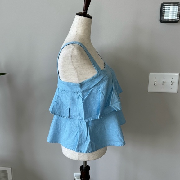 Abound Linen Blend Blue Layered Tank Top - Picture 3 of 5